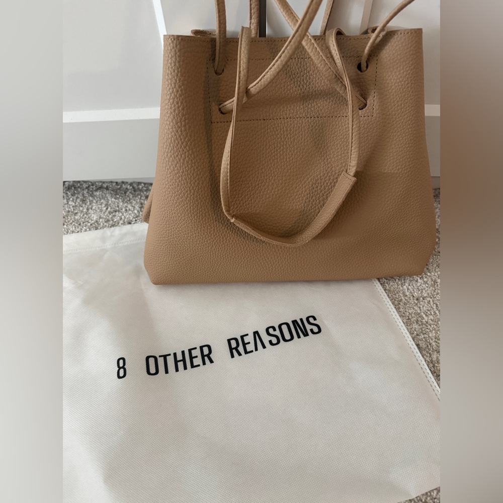 NEW 8 Other Reasons Tan Vegan Pebbled Leather Bucket Crossbody Bag